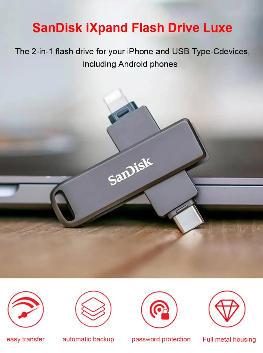 その他 SanDisk iXpand Luxe 128GB Fla Drive 847 SanDisk 256GB iXpand Phone Drive Luxe for iPhone Lightning