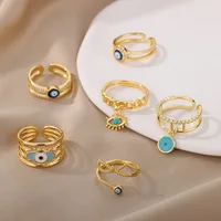 Vintage Evil Eye Rings For Women Stainless Steel Turkish Eye Ring Wedding emo Viking Aesthetic Couple Jewelry Sets anillos bague