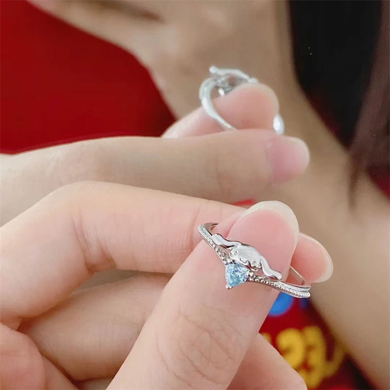 Sanrio Kawaii Cinnamoroll Ring Anime New Kuromi Opening Adjustable Cartoon Doll Ring Girl Heart Accessories Cute Girlfriend Gift