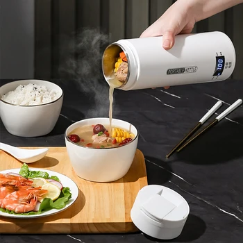 휴대용 전기 주전자 컵, 500ML 차 커피 주전자, 끓일 수 있는 물, 스마트 온도 조절, 미니 보온병