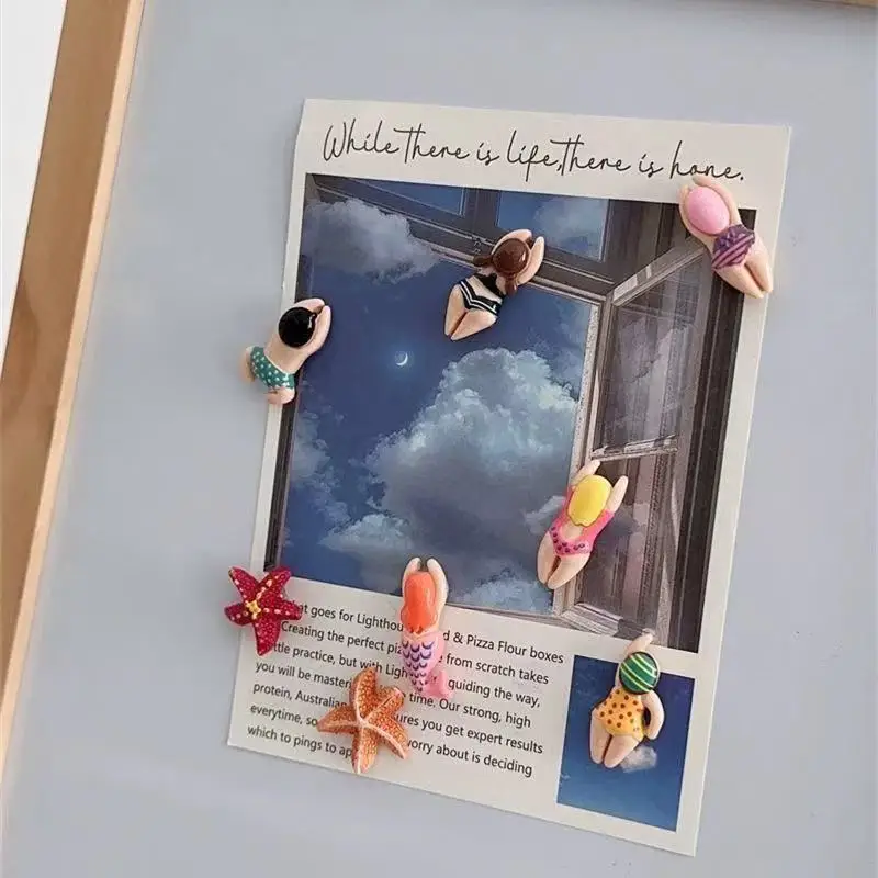 Magnetic Fridge Magnets Resin Cartoon Swimming Figurine Refrigerator Magnets Home Decor