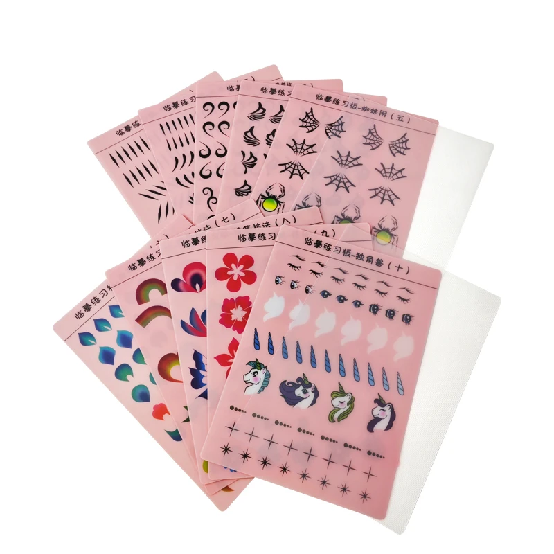 Description Picture 3 of itemHigh Quality Painting Practice Template Reusable 12pcs Body Art Face Painting Essential For Practicing Basic Painting Skiils
