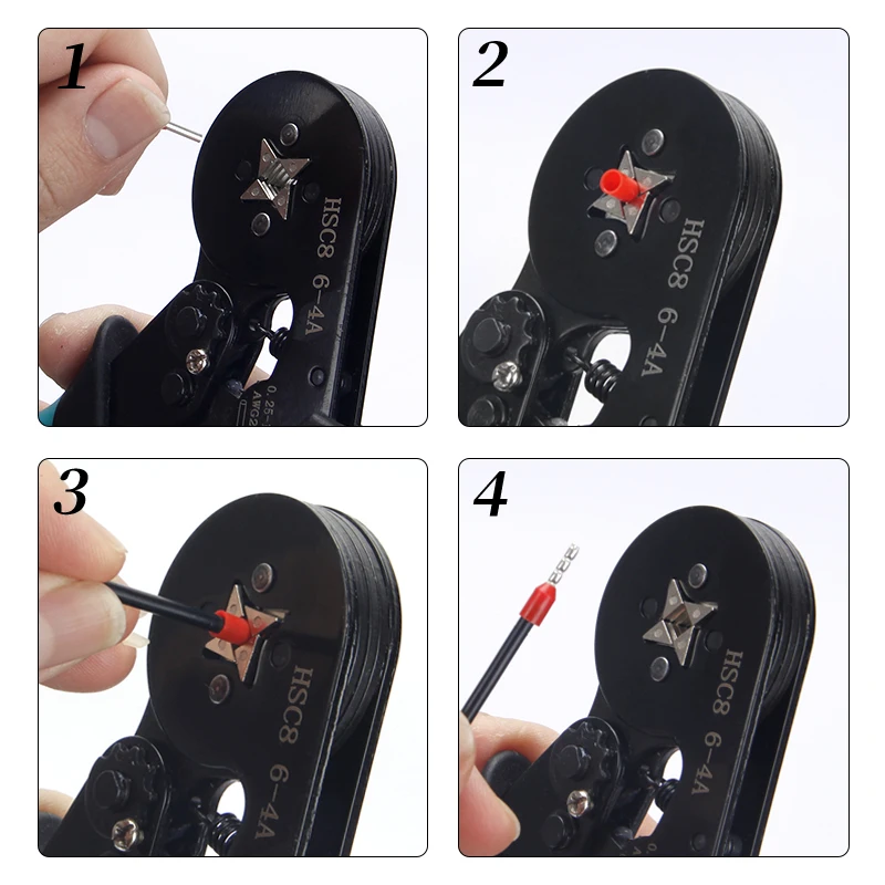 Tubular Terminal Crimping Pliers Tool Kit HSC8 6-4A 0.25-10mm2/6-6A 0.25-6mm2 High Precision Tool Ferrule  Electrician Clamp Set 4