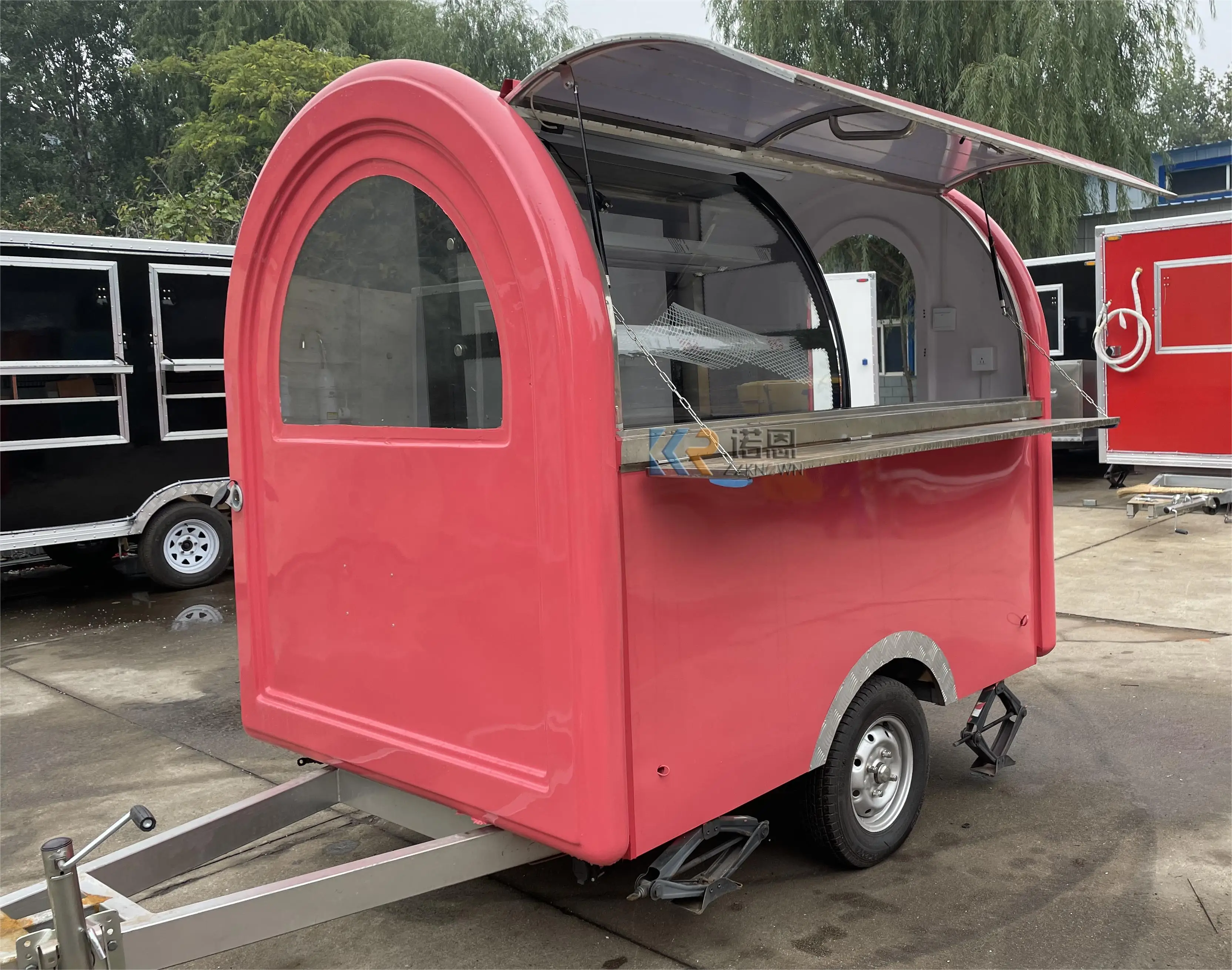 2.2m Street Mobile Fast Food Kiosk Catering Trailer Crepe Concession Vintage Hot Dog Cart Coffee Vending Truck for Sale