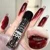 Dark Red Brown Mirror Lip Glaze Water Light Moisturizing Non-stick Cup Highly Pigmented Red Liquid Lipstick Lips Makeup Cosmetic 1