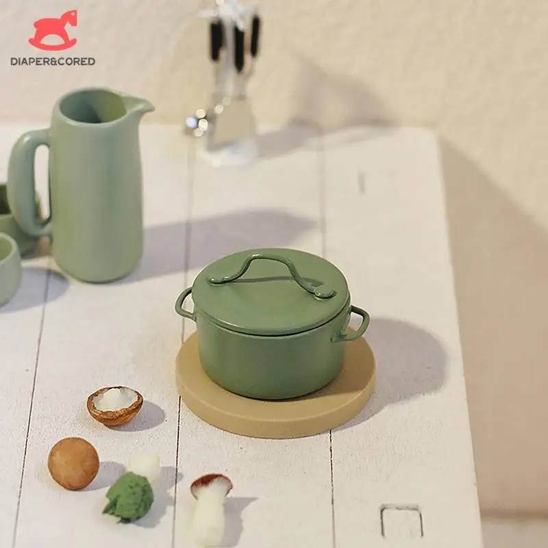 

Mini Dollhouse Kitchen Accessories 1:12 Doll House Miniatures Kitchen Utensils Hot Pot Soup Pot Model Decor Toys