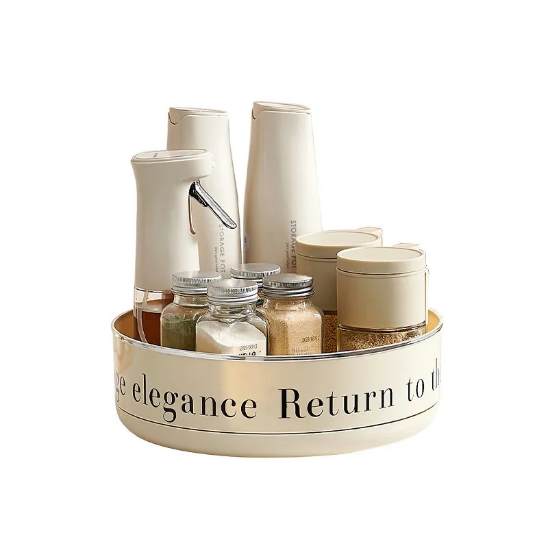 New 360 Degree Rotatable Round Tray Multi Purpose Storage Tray Rotating Storage Rack Kitchen Bathroom Organization