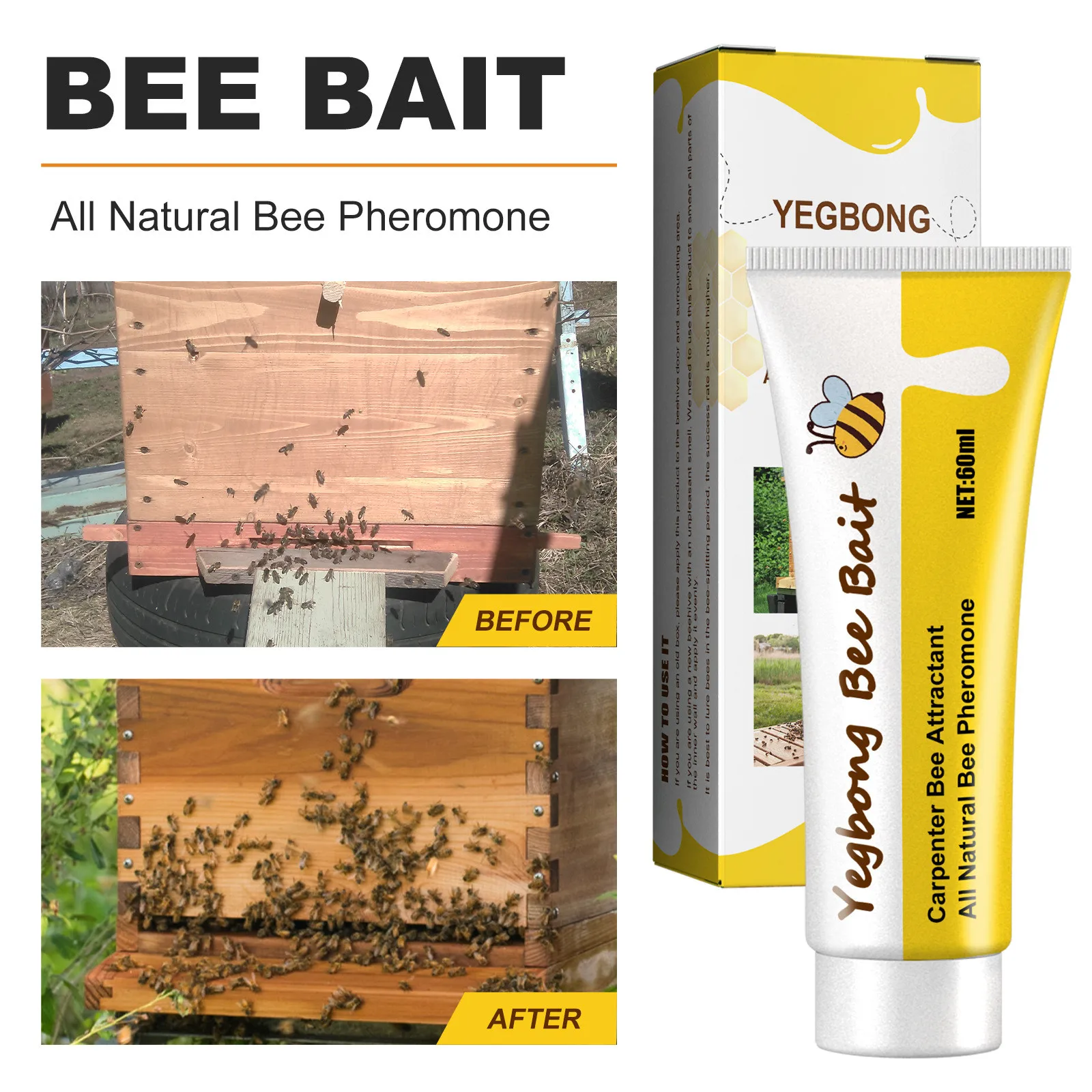 Bee Attractant Melon Orchard Adhesive Needle Tip Bee Keeping Tool 60ml Beekeeping Supplies For Gardens and Courtyards Paste