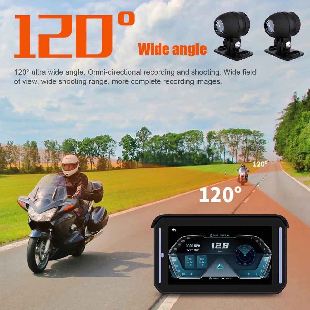 5 Inches Screen Motorcycle Wireless Carplays Portable Motos Nav Instrument For Outdoor Trip Multifuntional Nav Tool for Riding