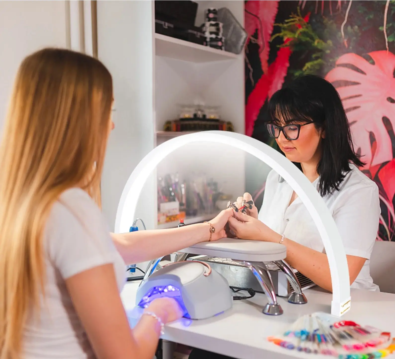 Fusitu Ft-Y10 40W Lampada Per Unghie Da Tavolo Ad Arco Led Half Moon Light Shaped Nails Care Kit Desktop Arch Ring Luci A Led Per La Bellezza