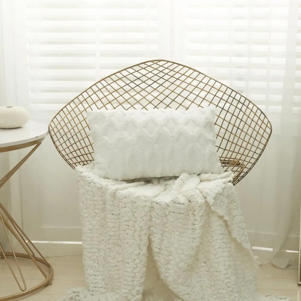 

Pillow Cover Rectangular Plush Rhombus Stripe Cotton Cloth For Livingroom,Bed Cushion Cover Pillow Case Home Textile Sofa Decor