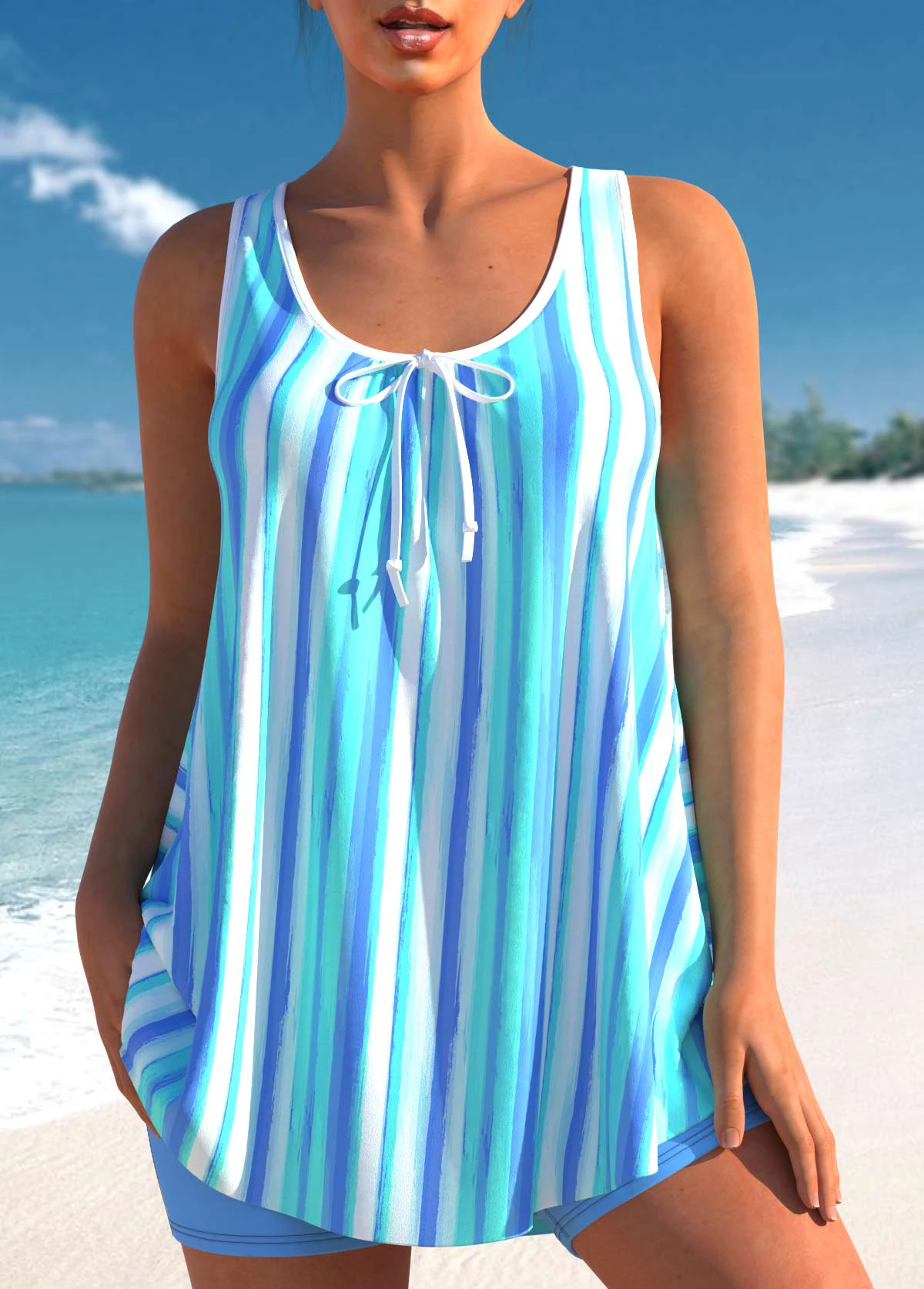 2023 Fashion Print Tankni Female Summer High Waist Bathing Suit Beachwear Swimwear Sexy Monokini Women's Two Piece Swimwear