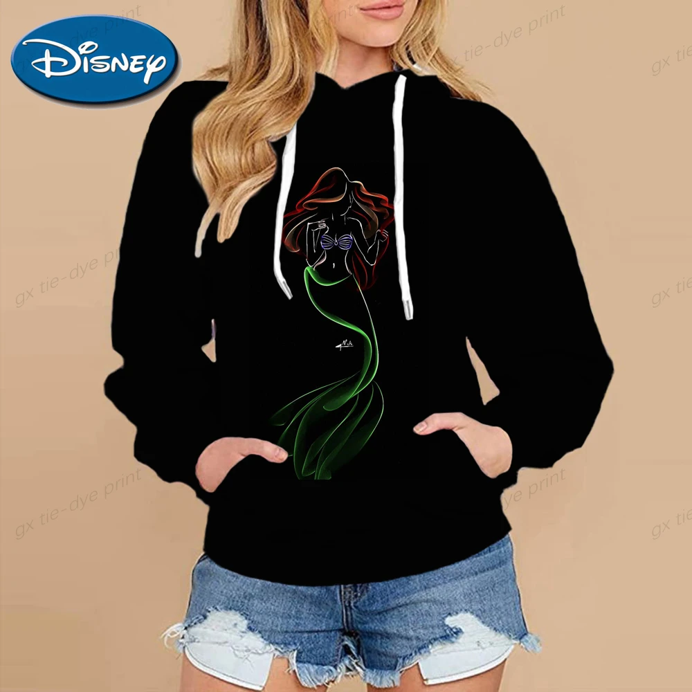 Sudaderas con capucha de Disney niños y niñas, sudaderas con capucha de princesa sirenita Harajuku ropa de mujer negra| AliExpress