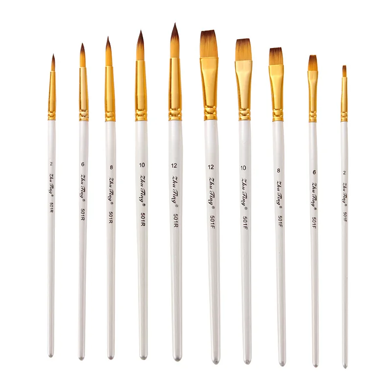 Professional Artist Paint Brush Set 10pcs Oil Acrylic Paint Brushes Watercolor Brush for Body Face Rock Canvas Drawing Art Craft