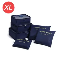 6 - Piece Portable Travel Organizer Set for Clothes, Shoes, and Accessories (XL - navy blue)