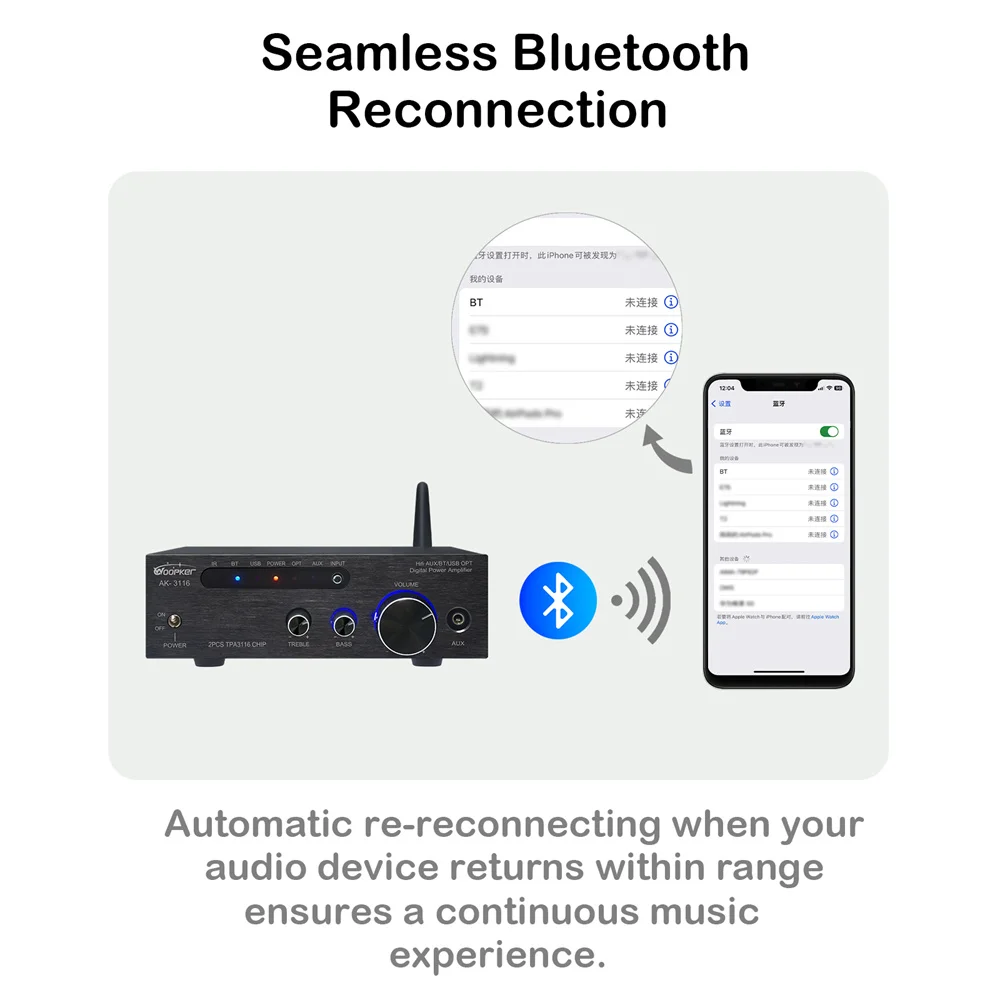 TPA3116D2*2 Subwoofer Bluetooth Amplifier AK3116 100W*2 HiFi 2.0 Digital Audio P