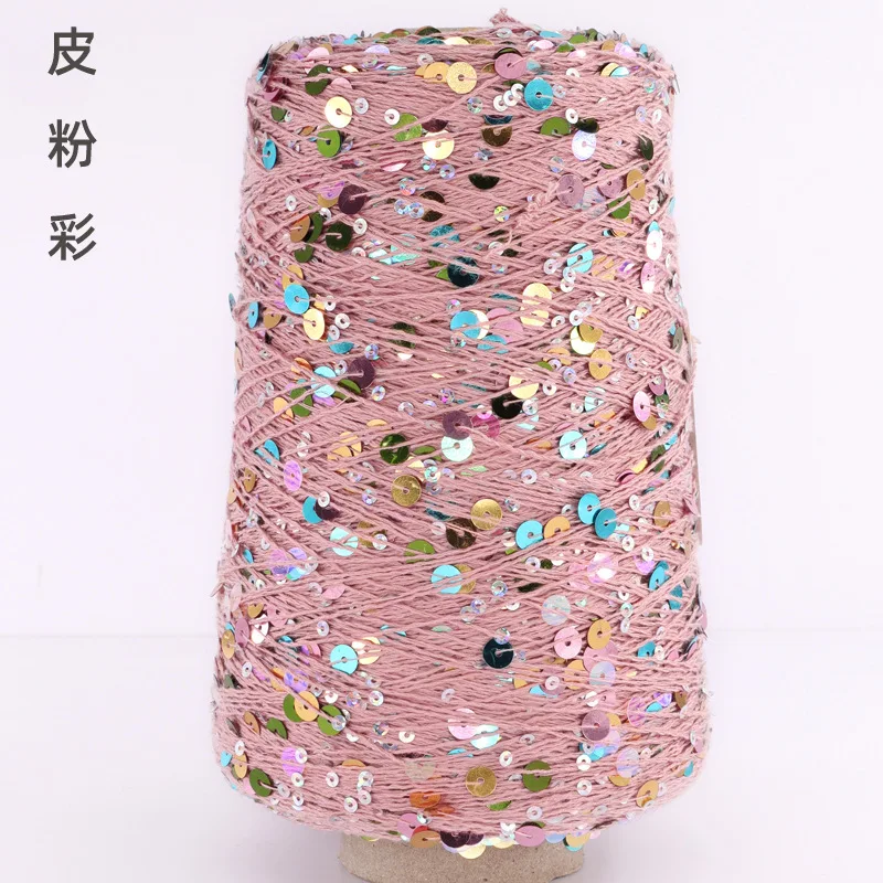 500g /1300M DIY Hand Knitting Cotton Yarn 3mm+6mm Sequins Yarn DIY for Woman Woollen Sweater Hat Scarf 2