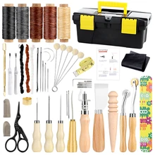  KRABALL Professional DIY Hand Sewing Stitching Leather Craft Tools Kit Punch Carving Work Saddle Groover Set Accessories 