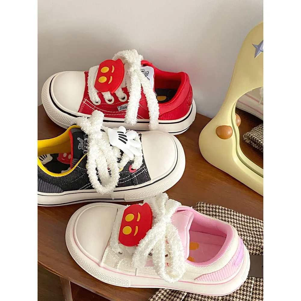 Big Head White Shoes Thick Sole 2024 New Mixed Colors Women's Casual Shoes Board Shoes Women's Canvas Shoes 24-140