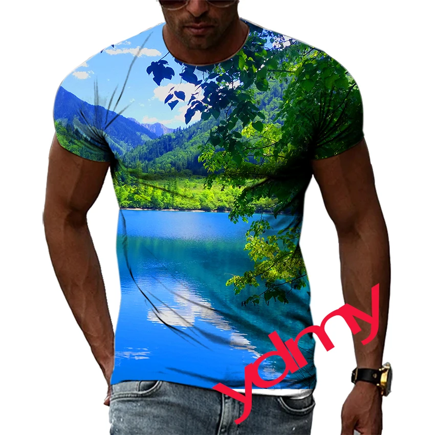 

Summer Fashion Scenery Picture T-Shirts For Men Casual 3D Print Tees Hip Hop Personality Round Neck Short Sleeve Tops