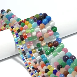 Natural Stone Round Tiger Eye Crystal Turquoise Beads for DIY Crafts and Ornament Making (Colorful Opal)