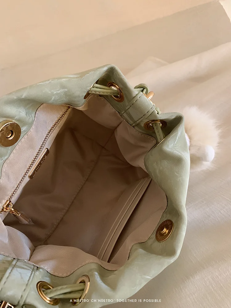 JIAERDI Vintage Green Messenger Bag Purse Women Retro Evening Chain Bucket Bag Ladies Shoulder Crossbody Luxury Design Bags 2025