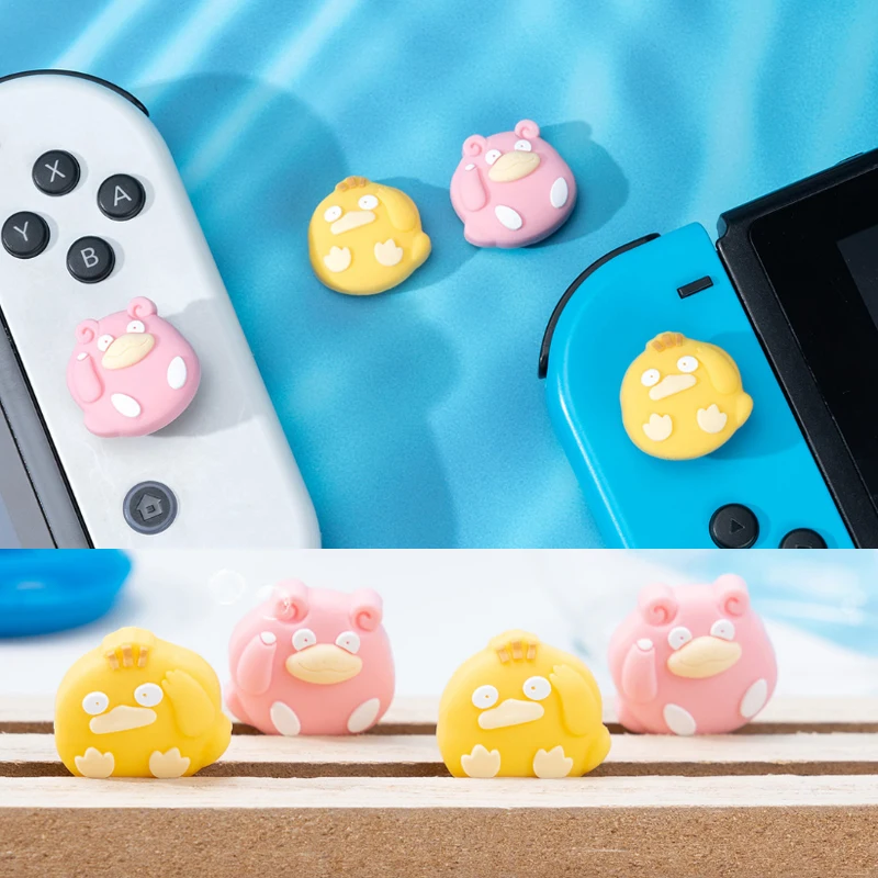 Cute Yellow Duck Silicone Soft Thumb Stick Grip Cap Joystick Cover For Switch NS Oled/Lite Joy-con Controller Thumbstick Case