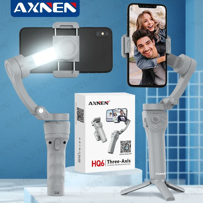 3-Achsen-Handstabilisator mit Zoomfunktion, Aufhelllicht, Bildstabilisierung für Smartphones, unterstützt Gesichtserkennung_voghion.com