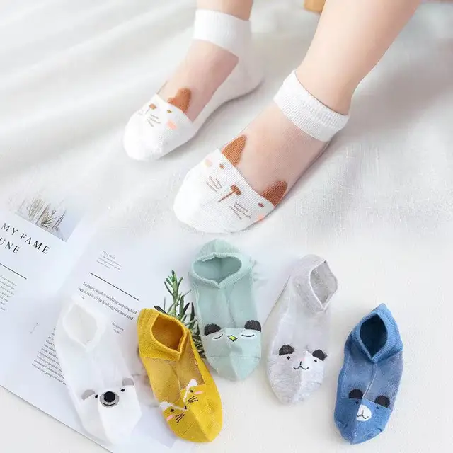 5 Pairs/lot 0-12Y Children Ultrathin Mesh Socks Baby Boys Girls Summer Cute Cotton Breathable Thin Soft Boat Socks Kids Socks A12-KTNAN