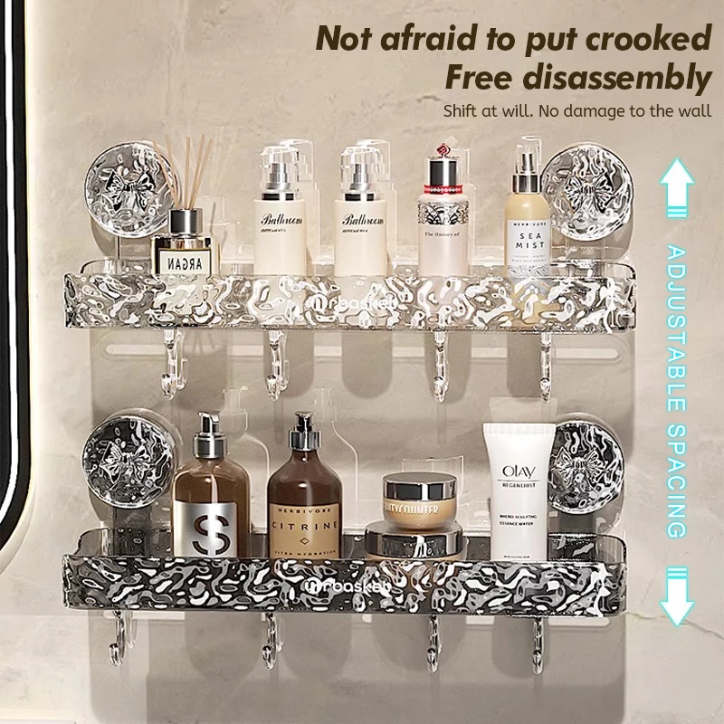 Bathroom Storage Rack Wall Mounted Non Perforated Household Strong Suction Cup Storage Rack Bathroom Toiletries 2
