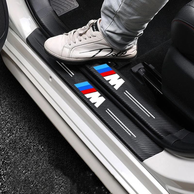 Car Door Sill Stickers Carbon Fiber Door Sill Film Car Sticker For BMW M Power X1 e84 X3 f25 X5 e53 x6 e71 ix3 i3 Accessorie