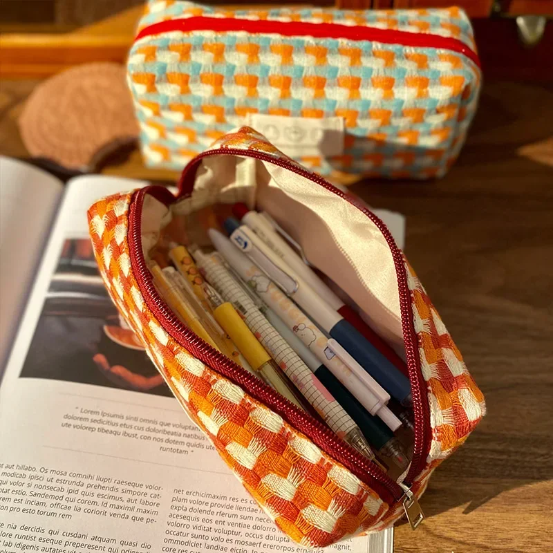 Girl Makeup Storage Pouch Japanese Simple Large Capacity Brush Cosmetic Bags  Fashion Students Girls Small Popular Pencil Case 2