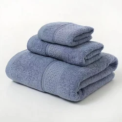 Luxurious Cotton Towel Set - Ultra Soft & Highly Absorbent, 3-Piece Set (3PCS Blue Grey)