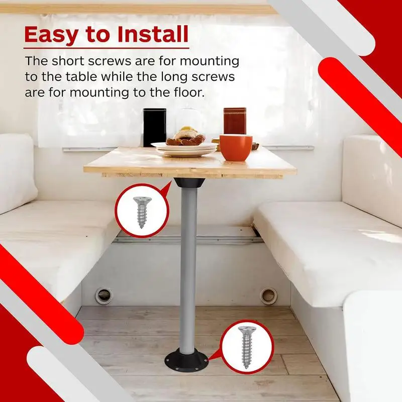 RV Table Base With Screws Rustproof Pedestal Table Base Boat Mount High Strength Floor Mounting Mount