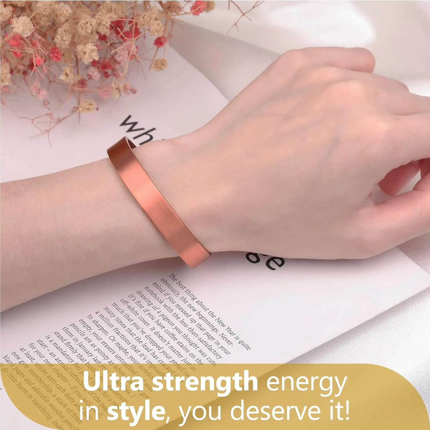 ARADOO Minimalist Design Magnetic Copper Bracelet Cuff Elegant Pure Copper Bangle Bracelets for Men & Women Jewelry Gifts 5