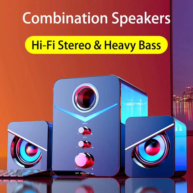 

3.5mm AUX USB Wired Speaker for Computer 2*3W Bass Stereo Combination Speakers Music Player Subwoofer Desktop Laptop PC TV