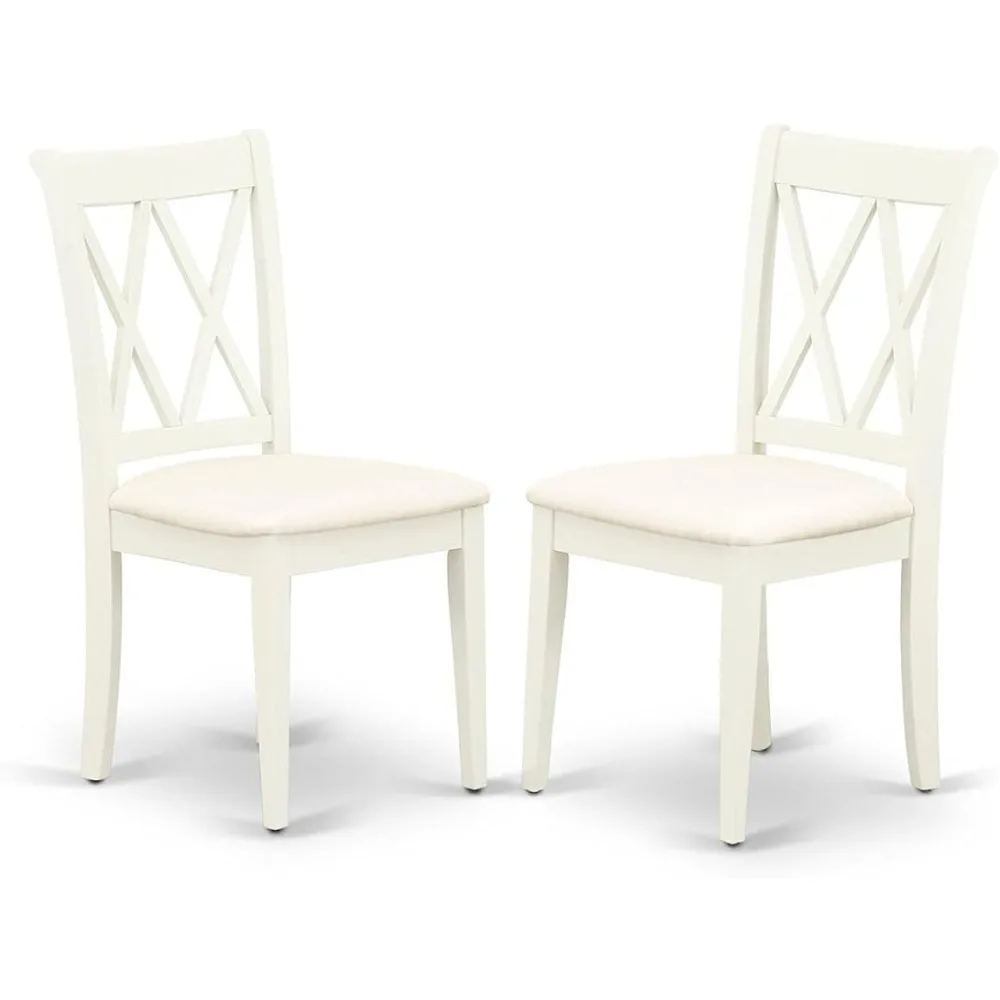 

Clarksville Kitchen Dining Chairs - Linen Fabric Upholstered Wood Chairs Set of 2 Linen White Freight Free Chair Room Furniture