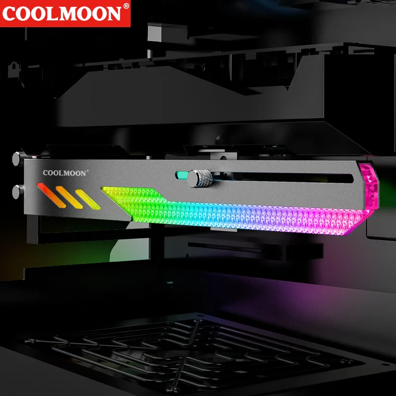 Coolmoon-suporte para Placa Gráfica Suporte para Placa de Vídeo Gpu Multi-interface Síncrono Decoração Chassis Horizontal Gt8 5v Argb - Imagem 4
