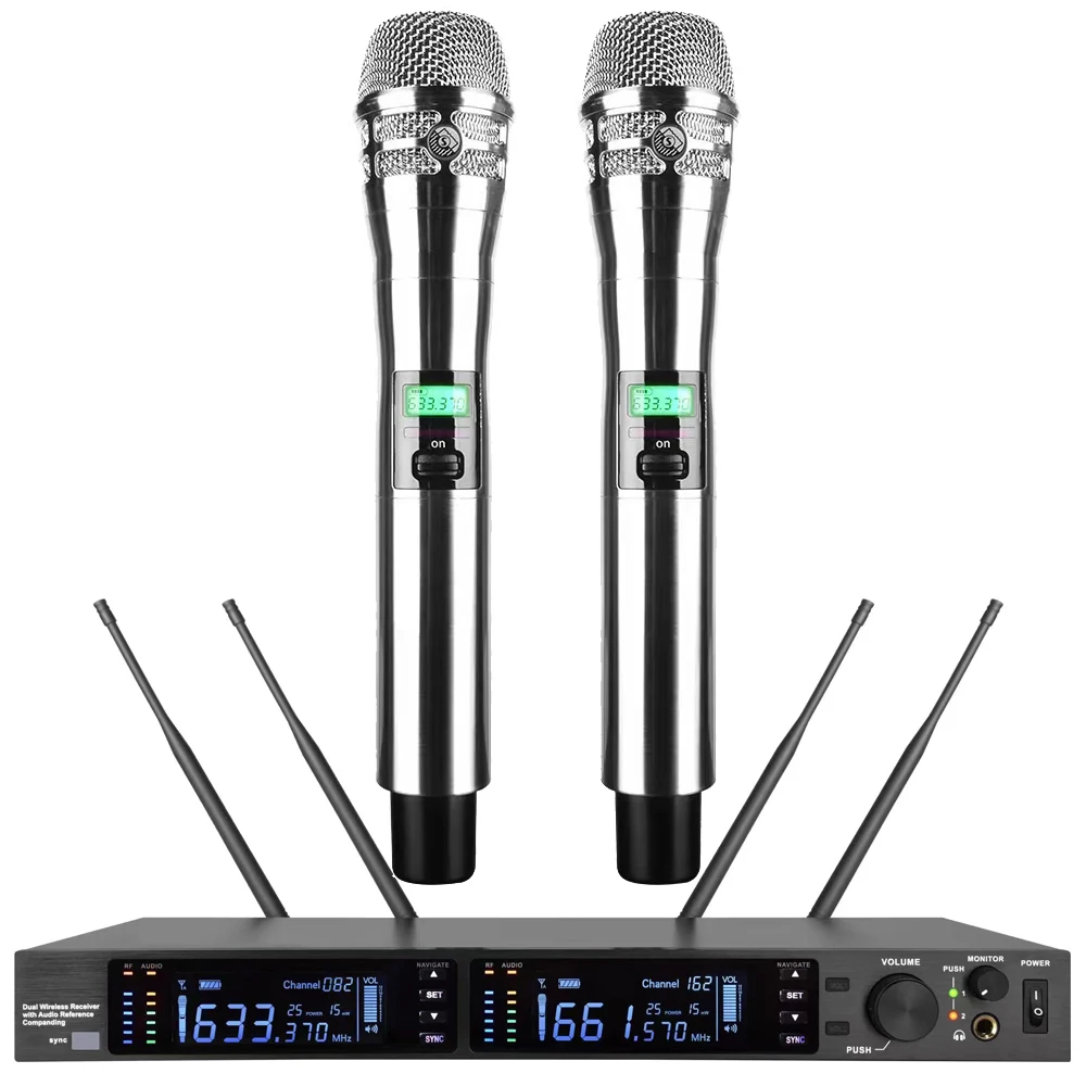 Advanced ULXD4D Dual Channel Wireless Microphone System KSM8 Silver Dynamic Capsule Singing Grade Stage Performance Speech