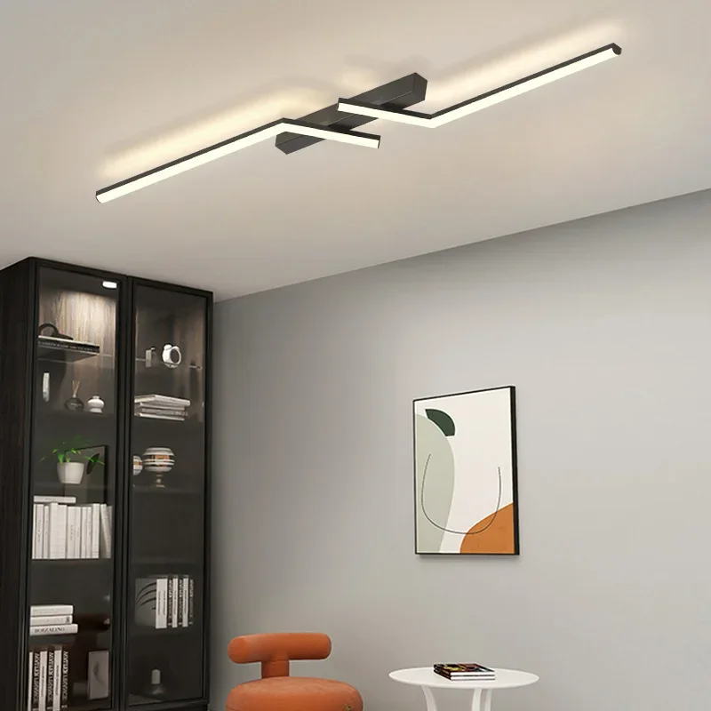 현대적인 LED 천장 조명 심플한 라인 디자인 골드 광택 벽 램프 60/80/100/120cm 침실 거실 복도 입구용