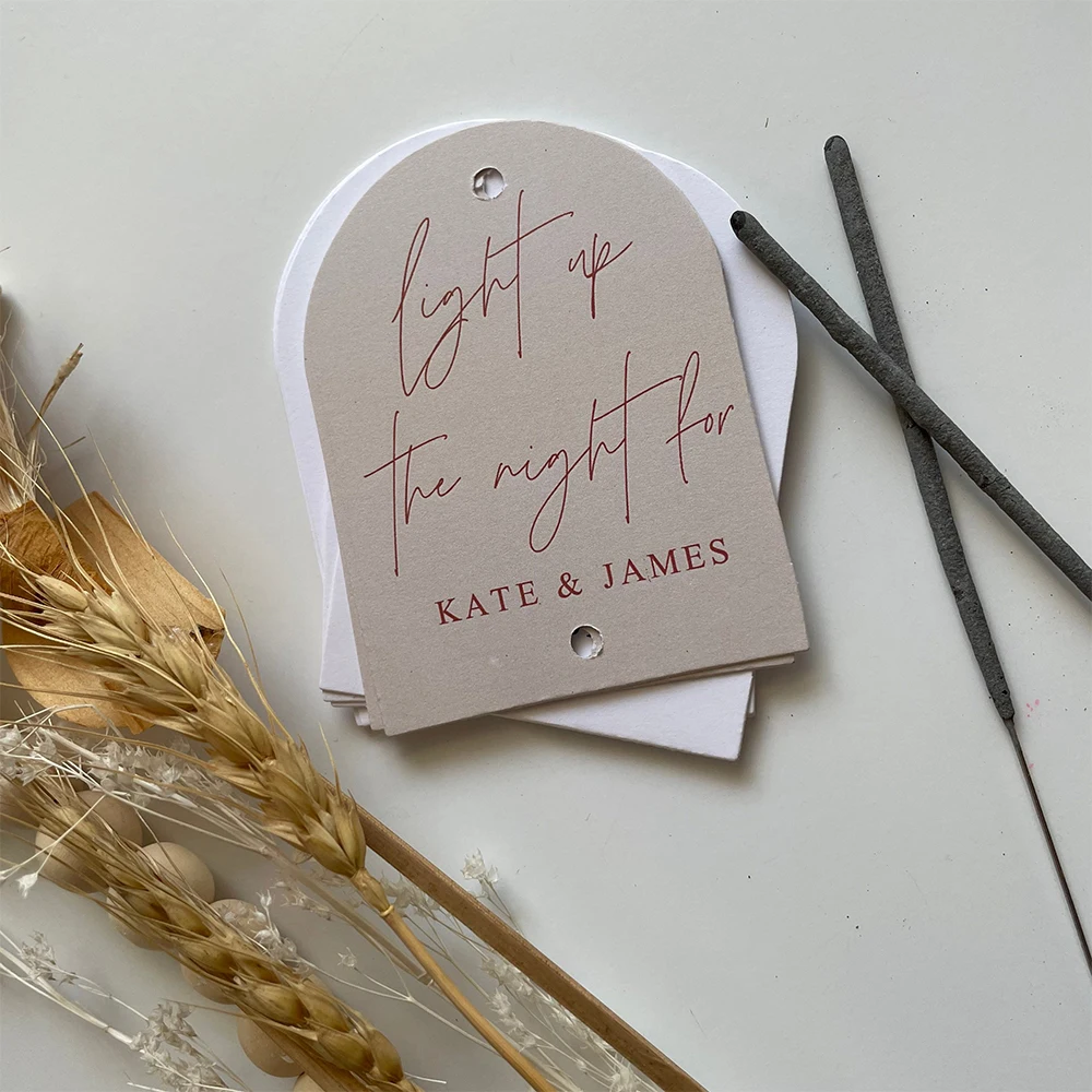 Personalized 24pcs Arch Shape Wedding Sparkler Tags Boho Wedding Tags Decor Sparkler Label Send Off Romantic atmosphere