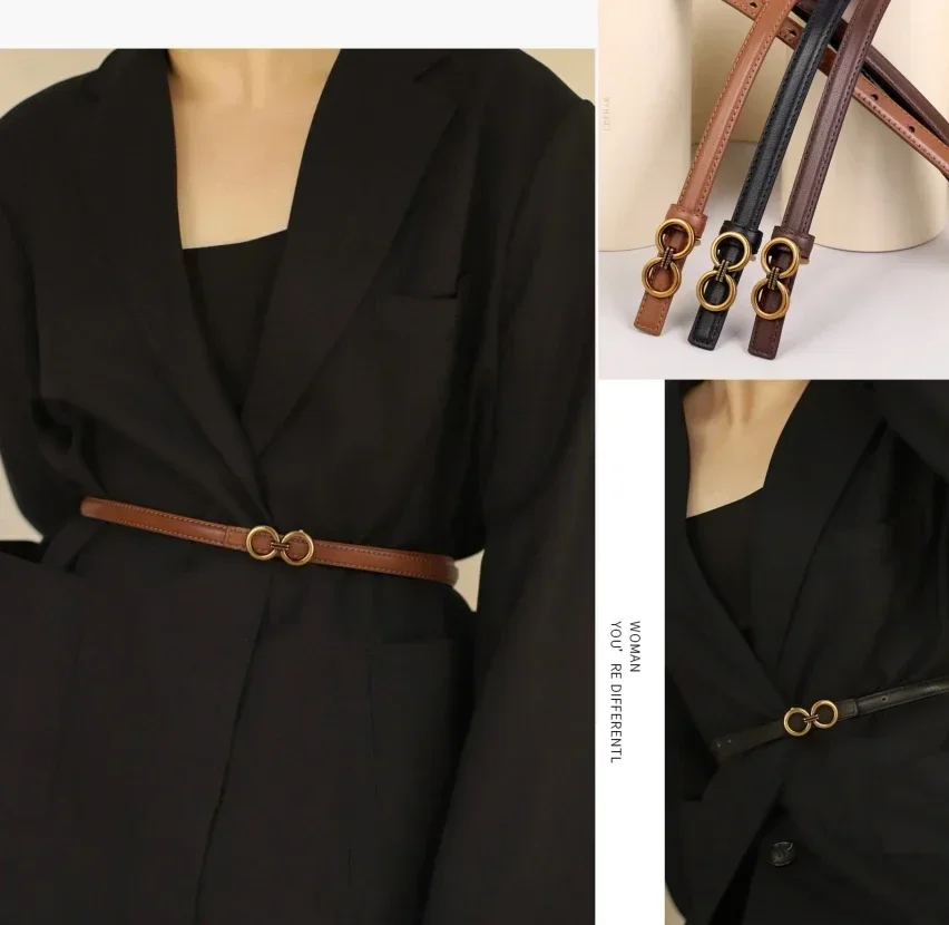 Cinturon 2024 De Lujo Para Mujer, Hebilla De Metal Cobre Antiguo, Moda Retro, Sensacion De Alta Gama, Novedad
