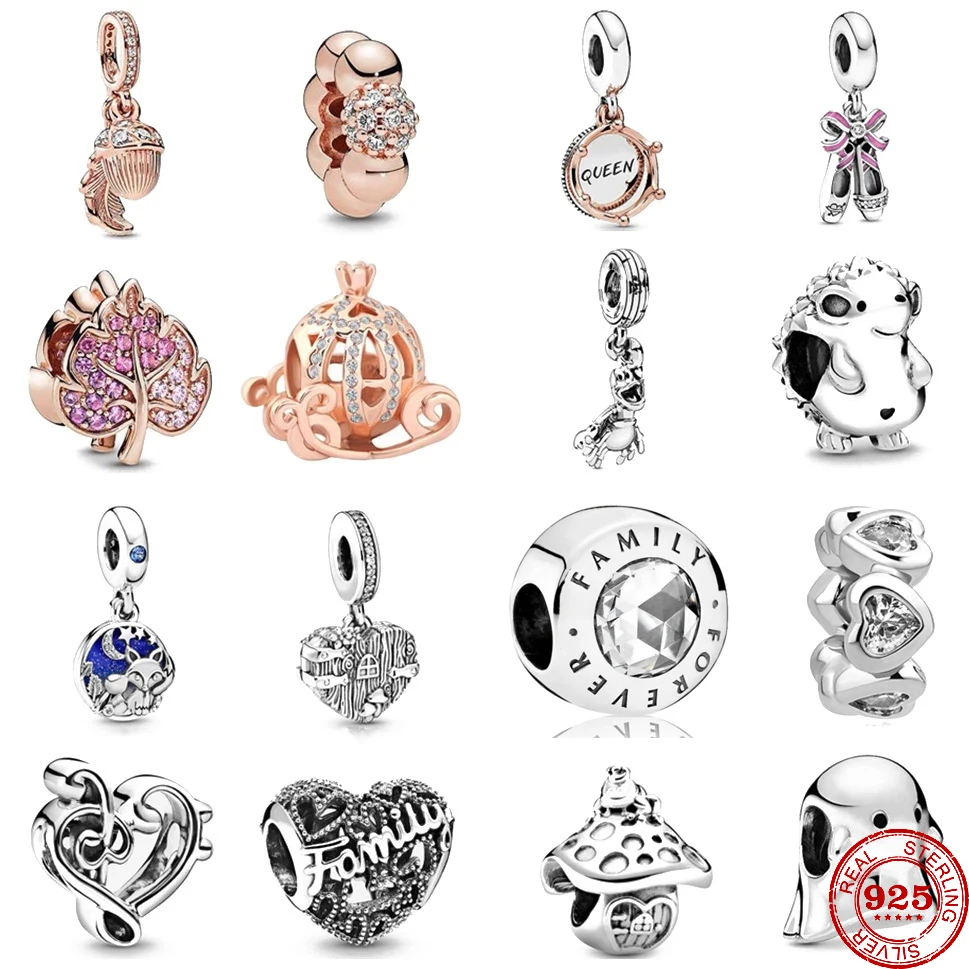 

Fit Original Pandora Charms Bracelet 925 Sterling Silver queen Shoes family heart Charm Pandora Bead DIY Jewelry Making Berloque