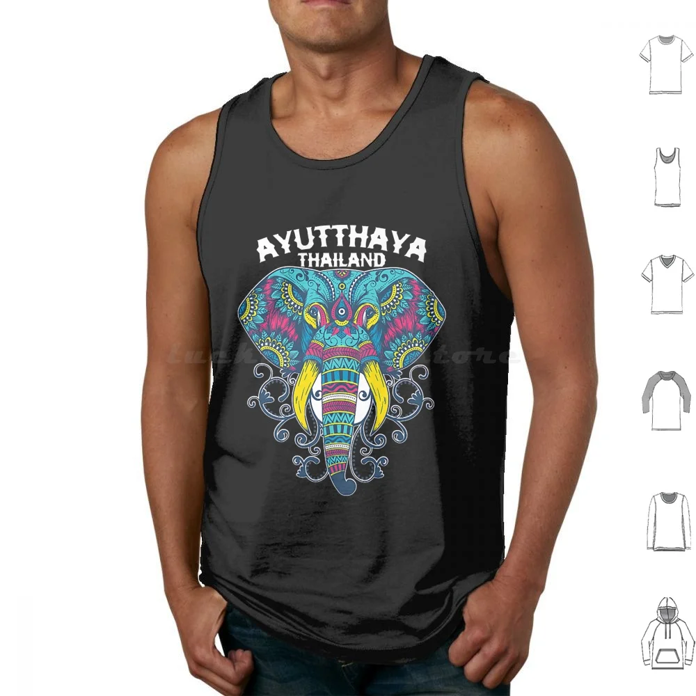 

Custom Geometric Elephant Design-Limited Ayutthaya Print Premium Tank Tops Vest Sleeveless Custom Geometric Elephant Design