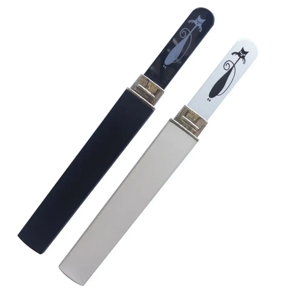 Black White Nail Salon Beauty Tools Cat Pattern Manicure Device Nail Tools Nail Art Buffer Files Nail File With Case