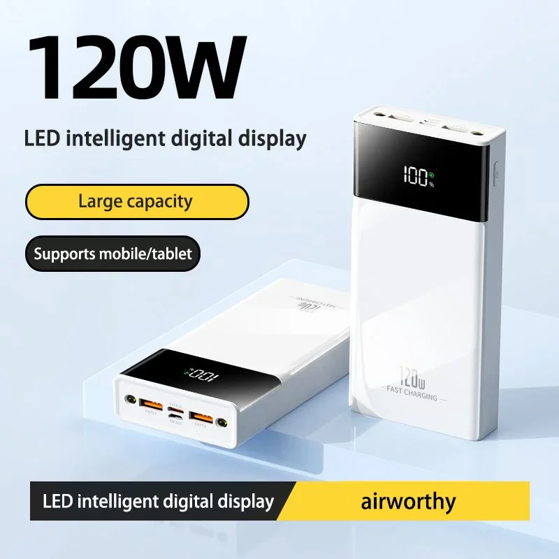200000mAh 120W Super Fast Charging Power Bank Large Capacity PD 20W Digital Display Mobile Power Bank For iPhone Samsung Huawei 2