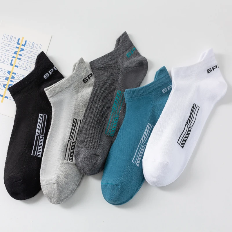 Hochwertige 10 Paar Herrensocken aus Baumwolle, Sommer-Sportsocken, atmungsaktive Knöchelsocken, Mesh, lässig, sportlich, dünn geschnitten, kurz, Übergröße 39-48 – Detail 3