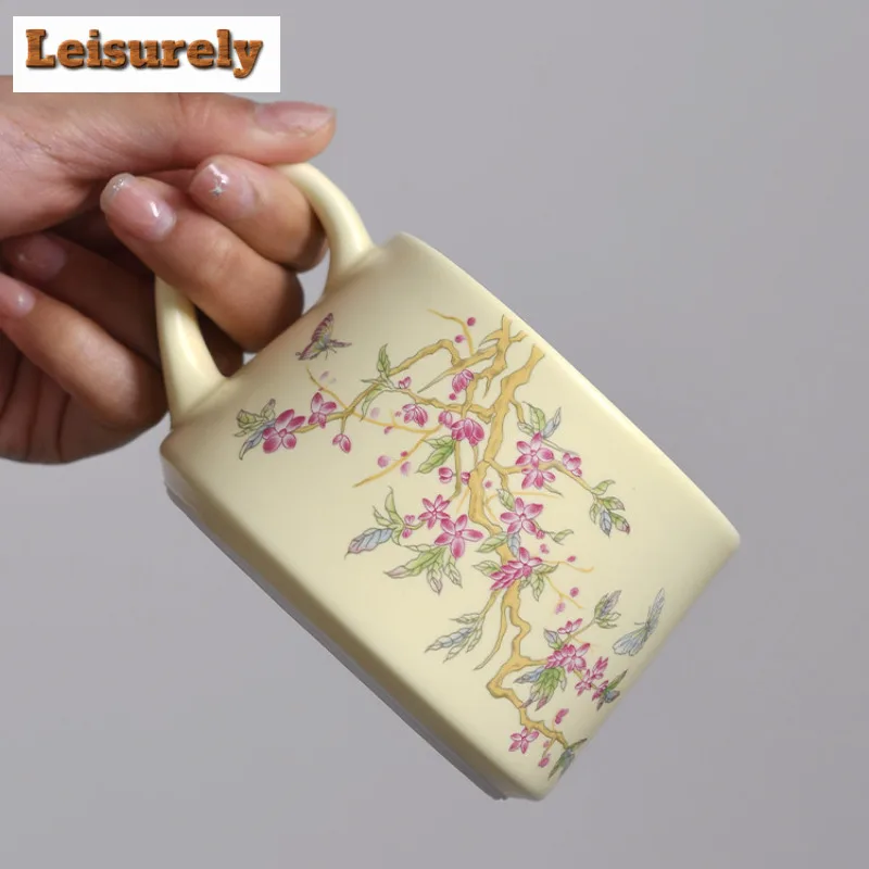 280ml Wisteria Flower Coffee Mug With Plate Kitchen Cup Afternoon Tea Mug Water Ice Cold Juice Jug Cup Saucer Kit Tableware Gift