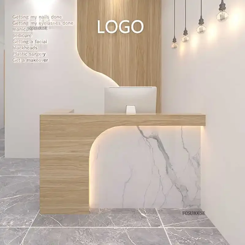 Nordic Company Front Desk Reception Desks Small Cash Register Simple Modern Paint Counter Table Hair Salon Shop Reception Bar D