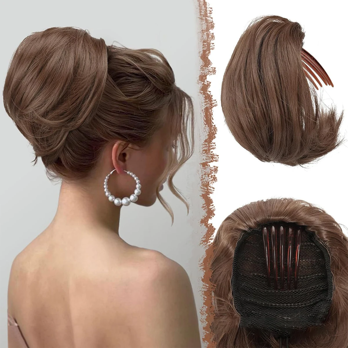 Natural Synthetic Grip Clip Ponytail Inner Buckle Clip On Woman's Ponytail Smooth Hair piece Short Roll clip in ponytail hair extension synthetic ponytail synthetic hair accessories clip in ponytail extensions